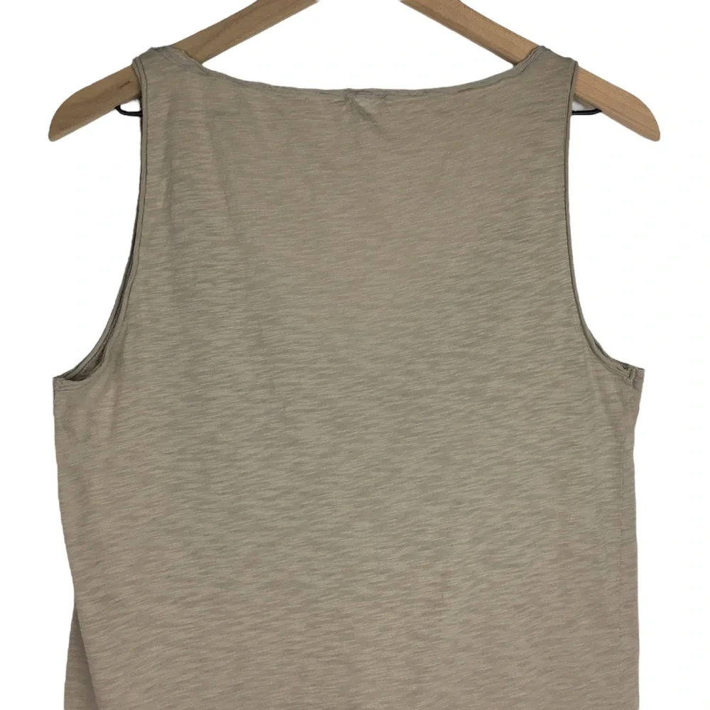 J CREW Tank Top Silk Fringe V Neck Cotton Sleeveless Neutral Classic Size Medium
